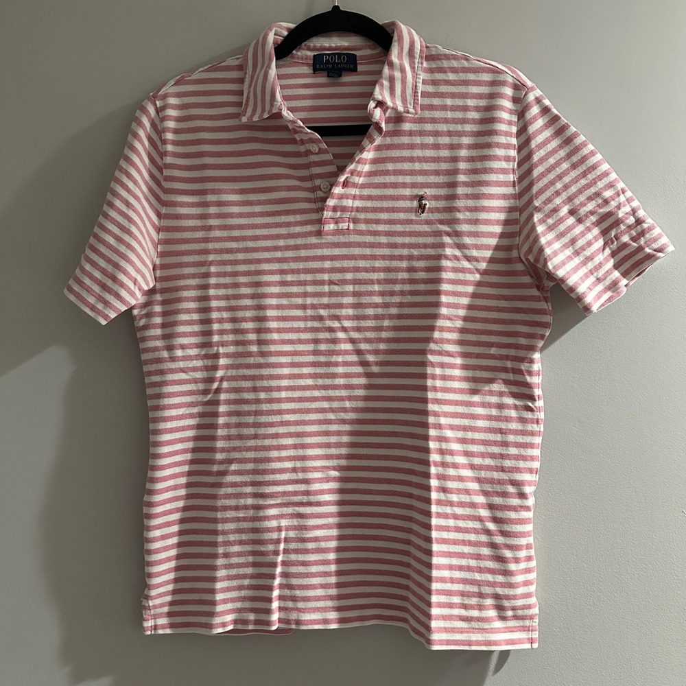 Polo Ralph Lauren Kids XL Boys Striped Short Sleeve Polo Shirt Red White